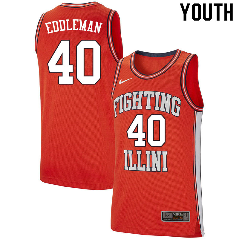 Youth #40 Dwight Eddleman Illinois Fighting Illini College Basketball Jerseys Sale-Retro